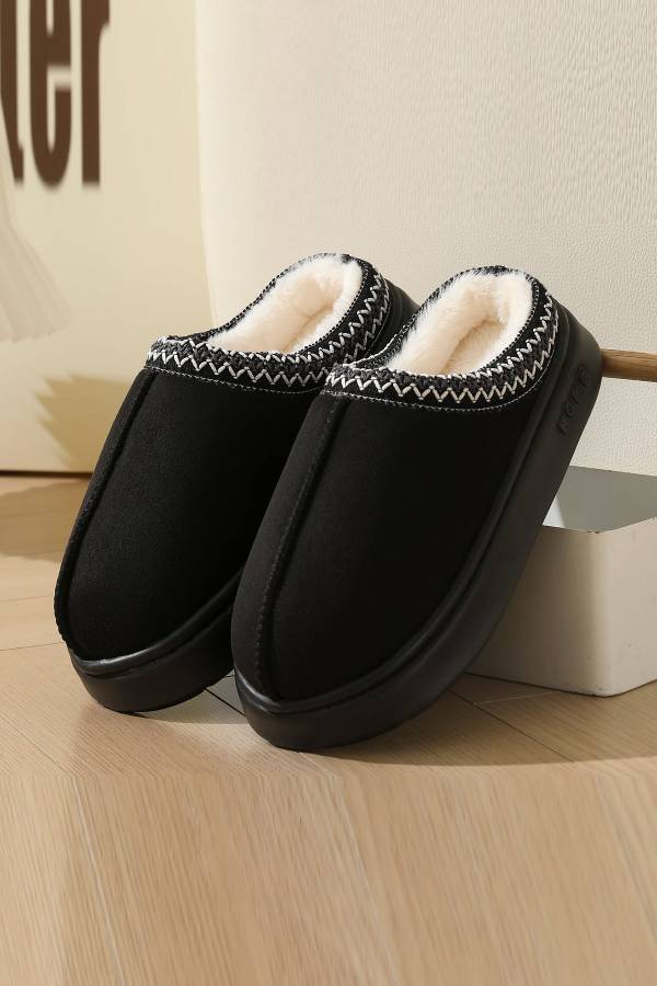 Plush platform warm slippers