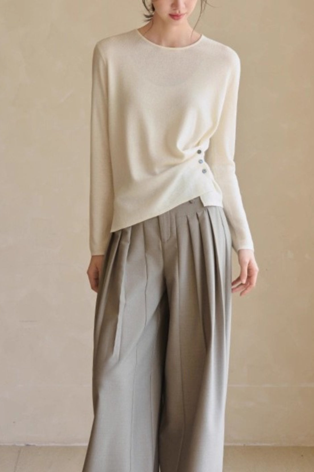 Fine Wool Asymmetric Knit Top