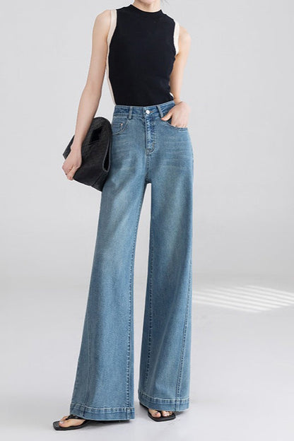 High Waist Wide Leg Flared Jeans