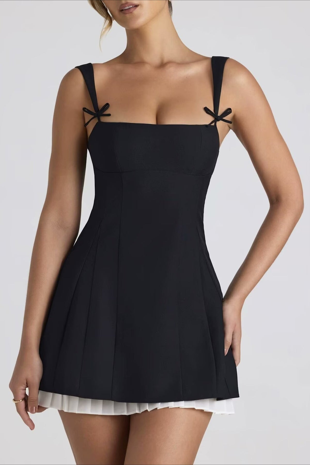 Two Tone Bodycon Waist Tie Graduation Party Dress