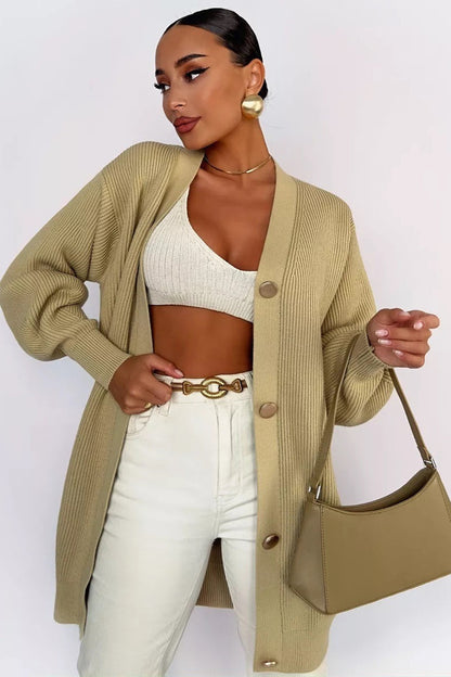 Solid Color Relaxed Knit Cardigan