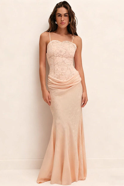 Lace Satin Mermaid Prom Dress