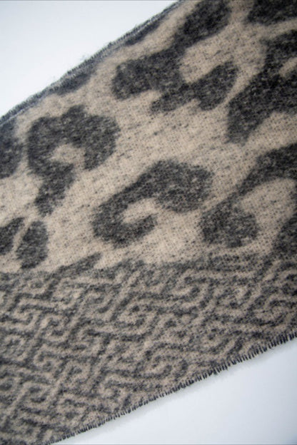 Leopard Print Jacquard Short Fringe Scarf