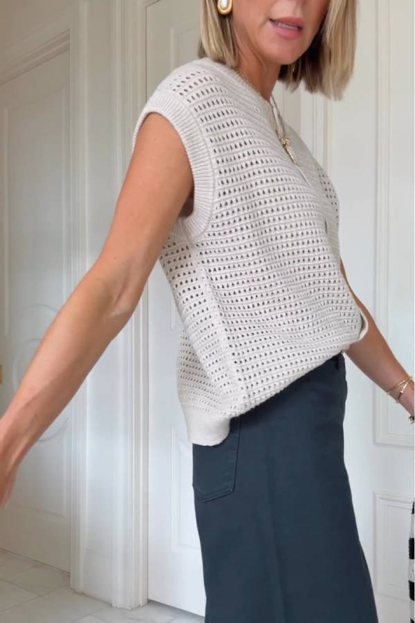 Women's Pointelle Sweater Vest