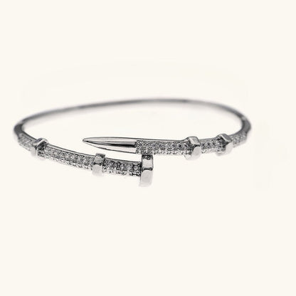 Stylish Unique Zircon Nail Open Bangle Bracelet