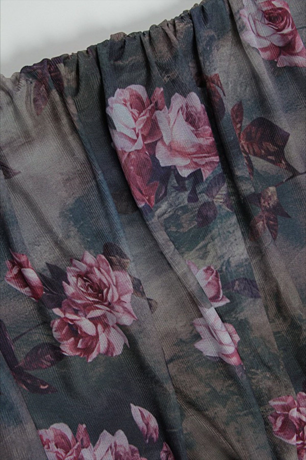 Halter Strapless Printed Mesh Maxi Floral Dress