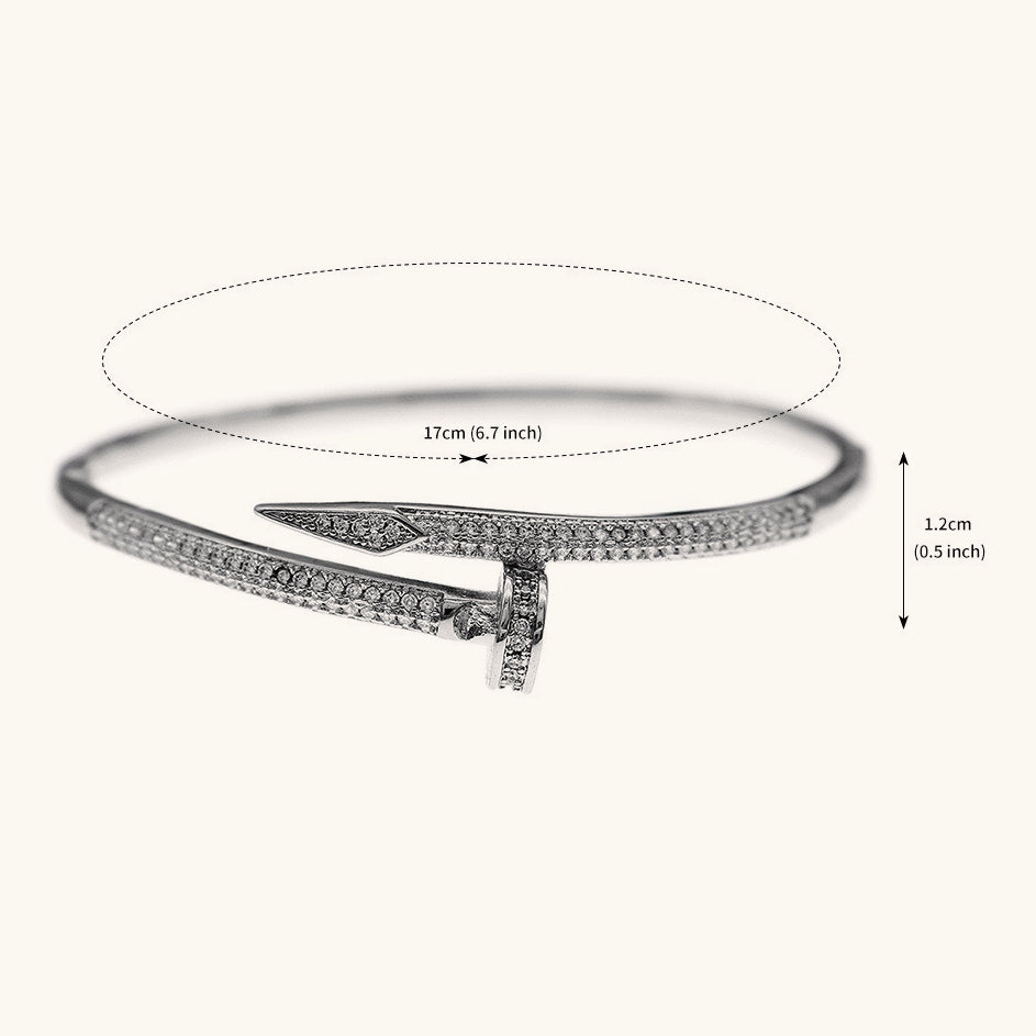 Stylish Unique Zircon Nail Open Bangle Bracelet