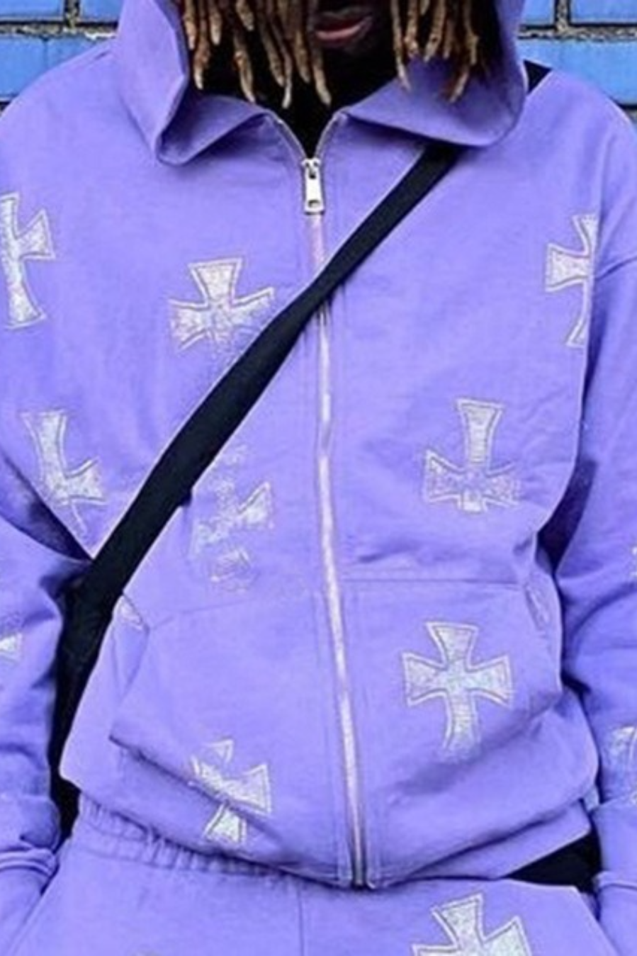 Casual Loose Rhinestone Hooded Zip Hoodie