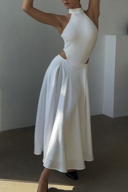 Satin High Waist Circle Maxi Skirt