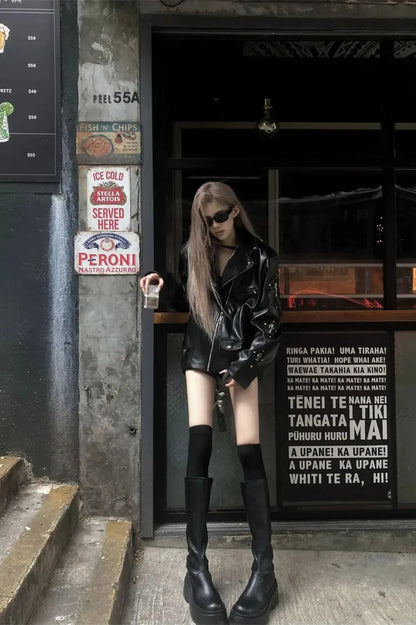 Cool Oversized Leather Moto Jacket
