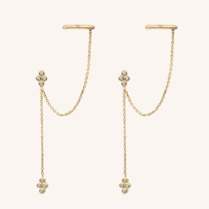 Double Piercing Fringe Drop Earrings