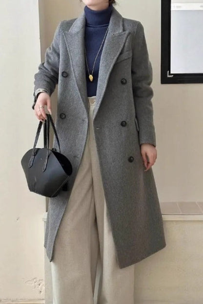 Elegant Double Breasted Wool Overcoat