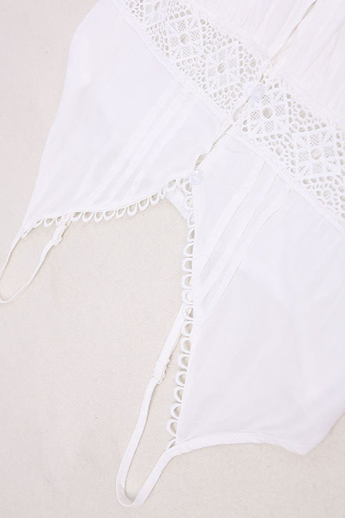 Lace Trim Sheer Flowy Boho Dress