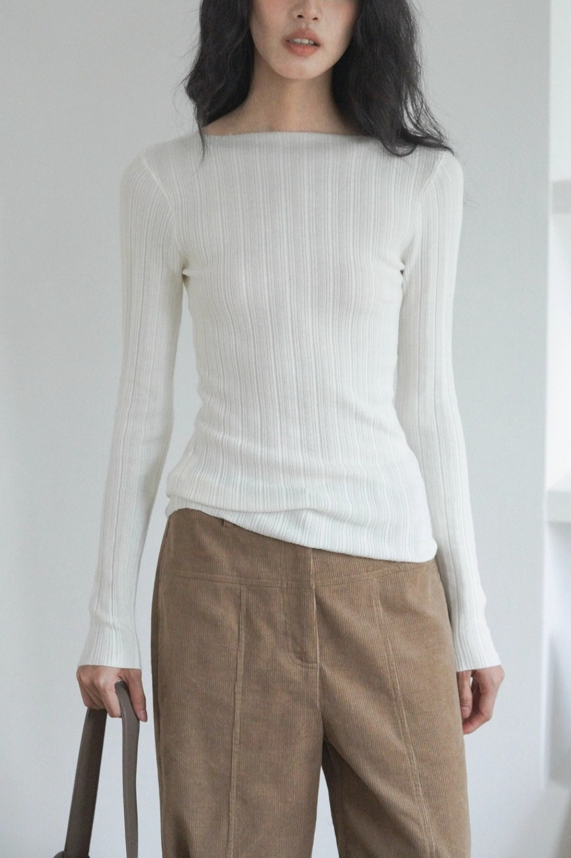 Lightweight Grey Fitted Knit Top