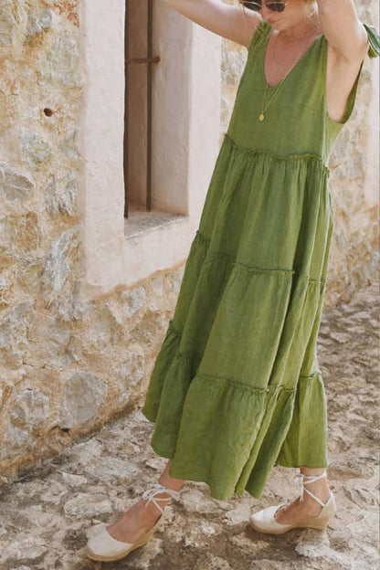 Layered Linen Maxi Dress