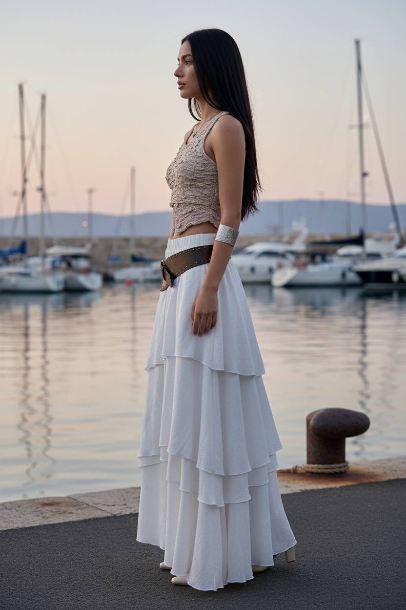 Low Waist Asymmetrical Maxi Skirt