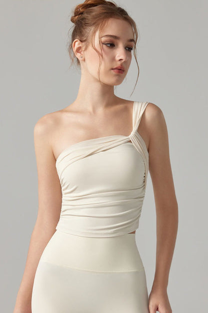 Romantic Single Shoulder Corset Bodycon Crop Top