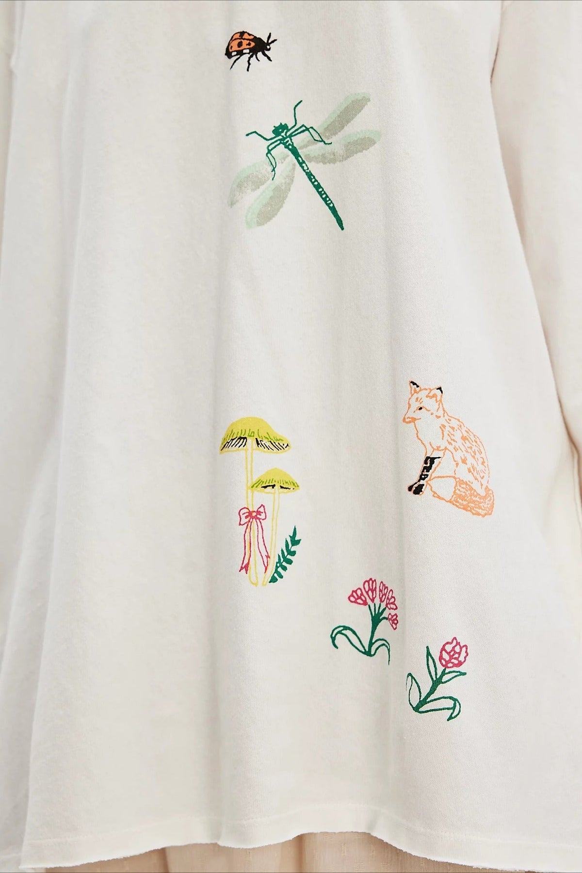 Floral Bee Embroidered Crew Neck Sweatshirt