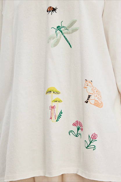Floral Bee Embroidered Crew Neck Sweatshirt