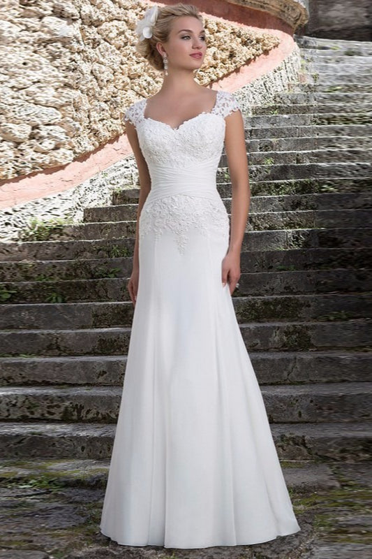 Off Shoulder Lace Train Prom Dress