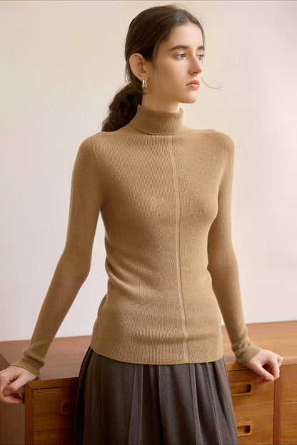 Pure Wool Turtle Neck Knit Top