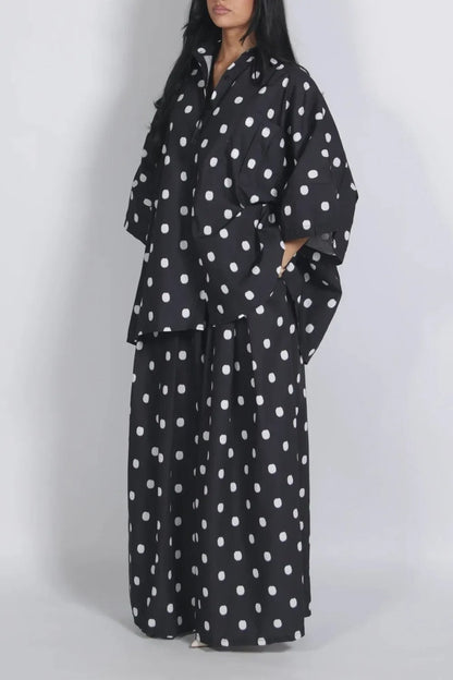 Polka Dot Loose Shirt Wide-leg Pants Two-piece Set