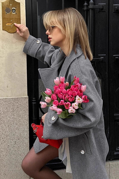 Elegant Mid-length Wool Blend Coat