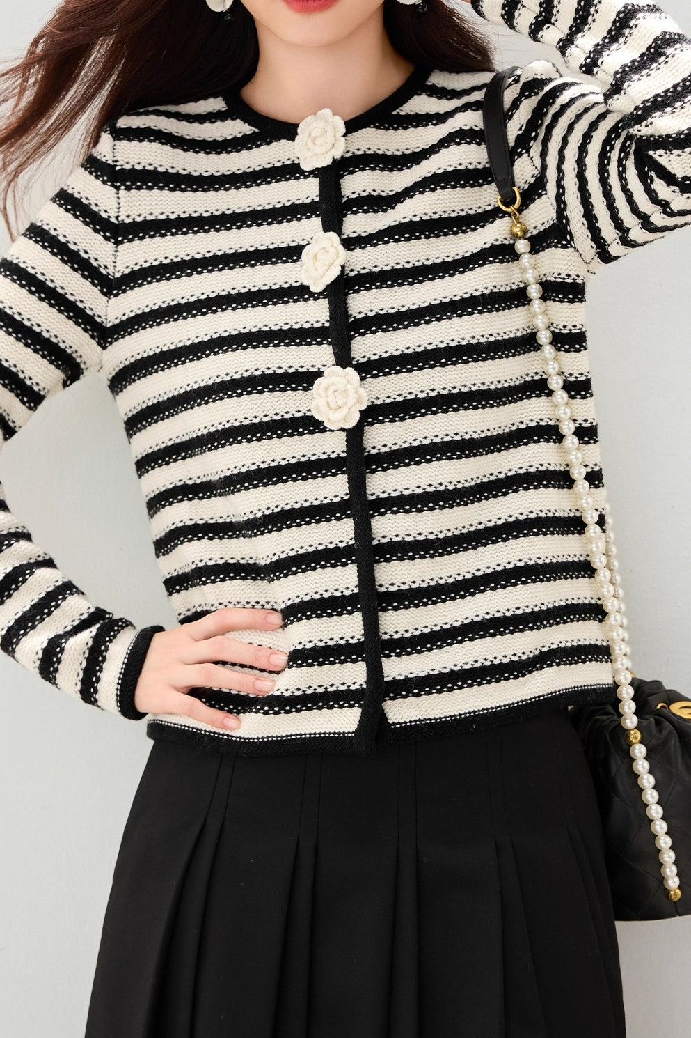 Floral Stripe Cropped Cardigan
