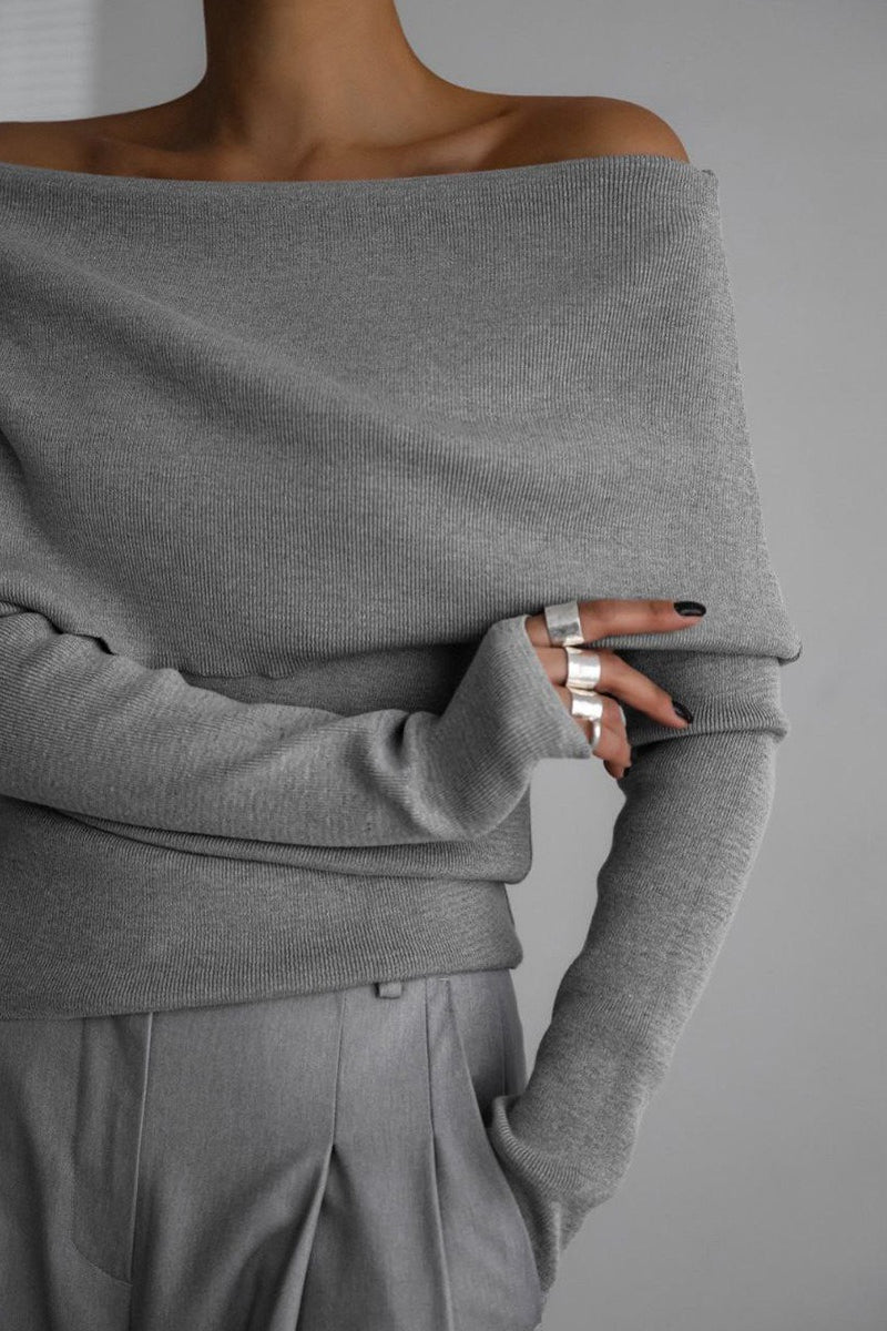One Shoulder Fitted Knit Sweater
