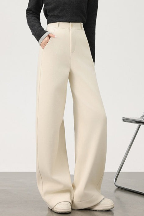 Fleece Lined Wool Blend Knit Pants