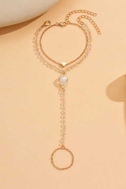 Minimalist Heart Pendant Finger Bracelet