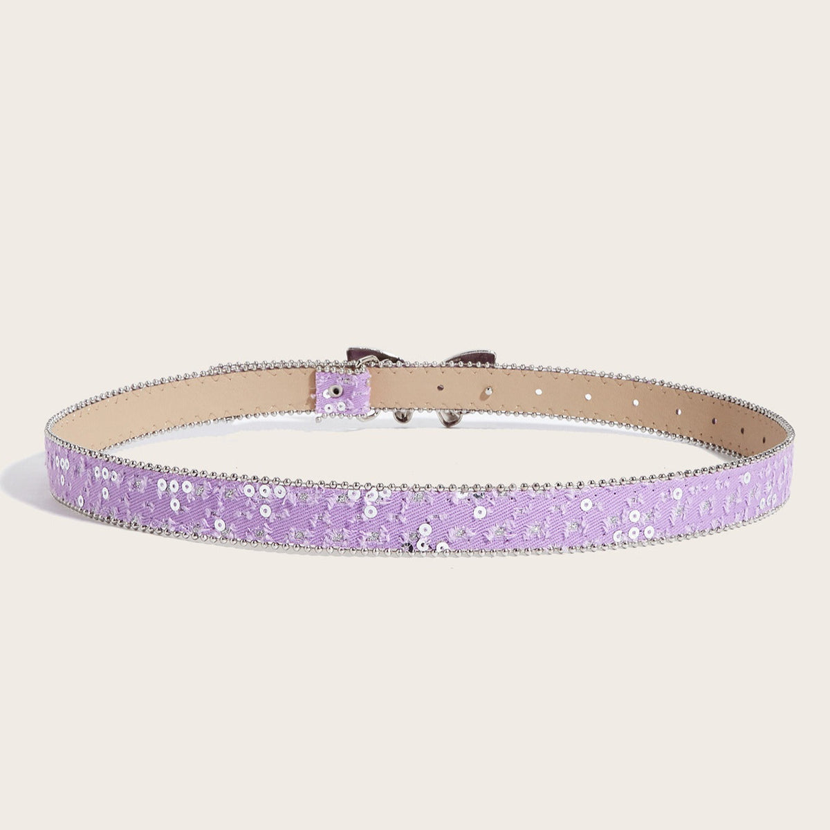 Denim Butterfly Buckle Beaded Statement Belt