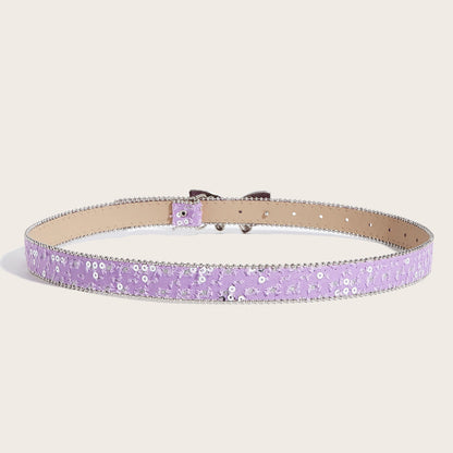 Denim Butterfly Buckle Beaded Statement Belt