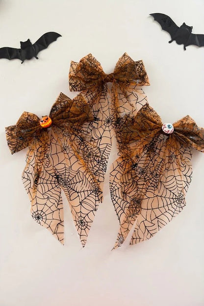 Large Halloween Mesh Bow Hair Clip