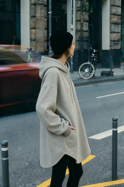 Pullover Loose Hoodie Casual - Drawstring Oversized - Women's Long Solid Sweatshirt Autumn Arm Streetwear