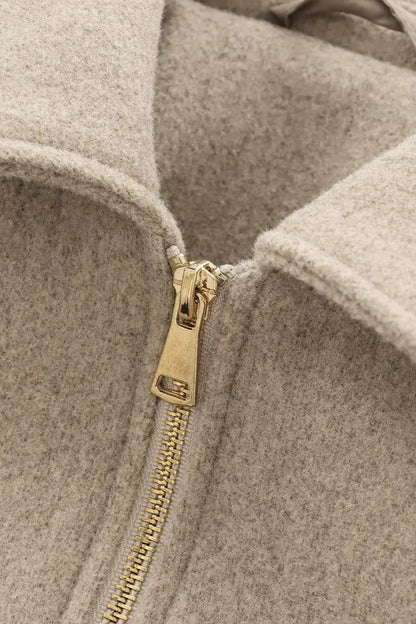 Zipper Pocket Lapel Short Jacket