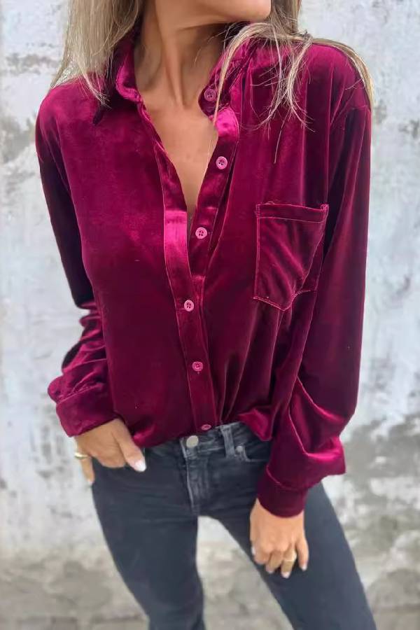 Chest Pocket Velvet Shirt
