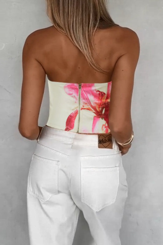 Floral Print Strapless Chic Tube Top