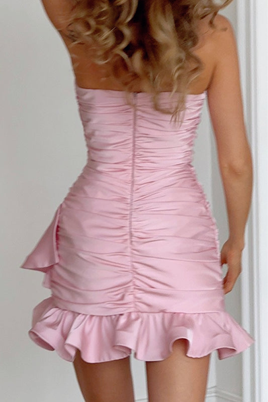 Ruched Lace Strapless Birthday Dress