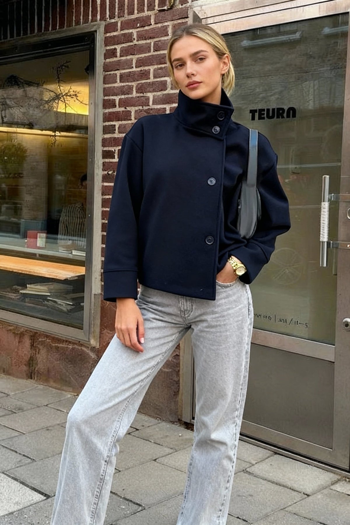 Short Woolen Casual Lapel Overcoat