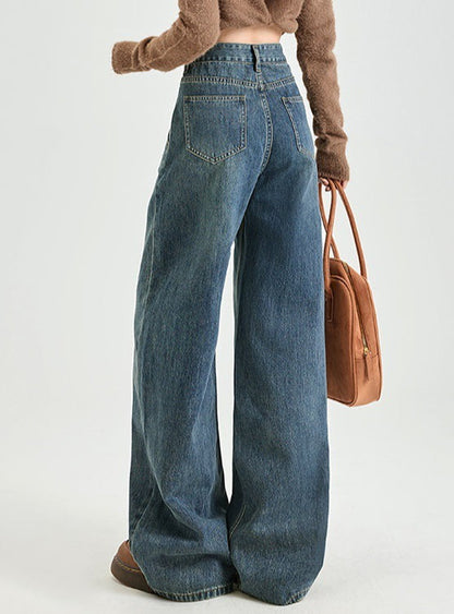 Vintage High Waist Banana Fit Wide Leg Jeans