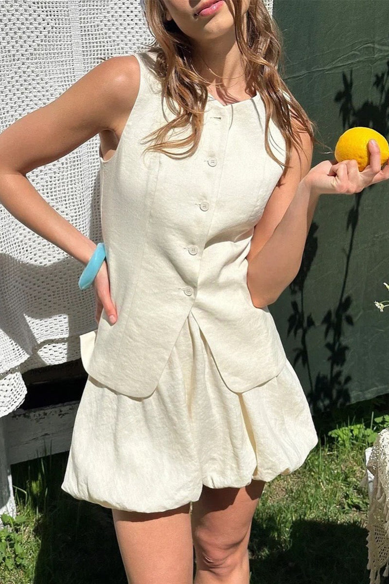 Vest Top Bubble Mini Skirt Set