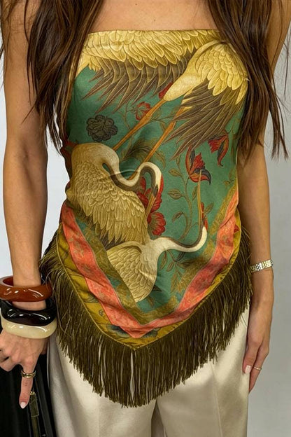 British Retro Diamond Tassel Square Scarf