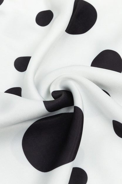 Polka Dot Sweetheart Cowl Neck Ruched Bodycon High Split Maxi Dress