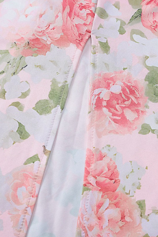 Printed Slit Slim Casual Floral Dress
