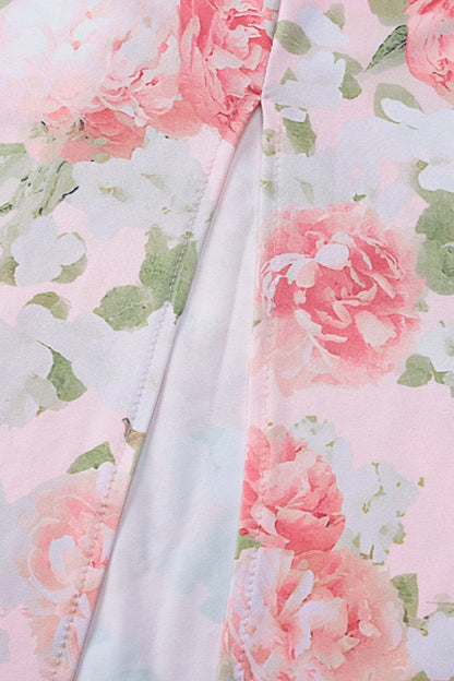 Printed Slit Slim Casual Floral Dress