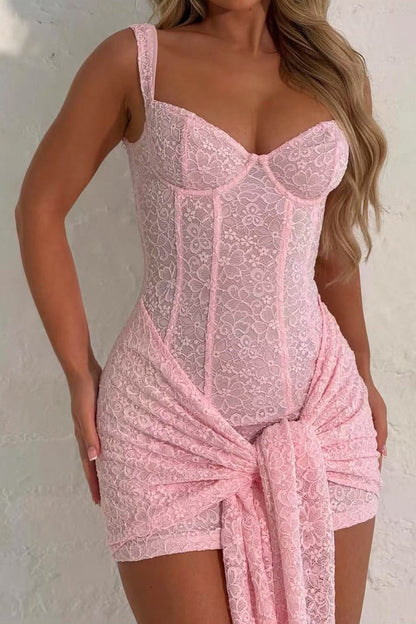 Corset Waist Tie Lace Dress