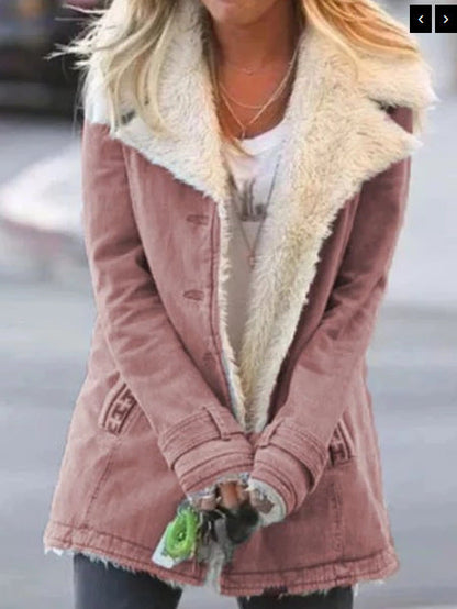 Long Sleeve Solid Color Lapel Outerwear