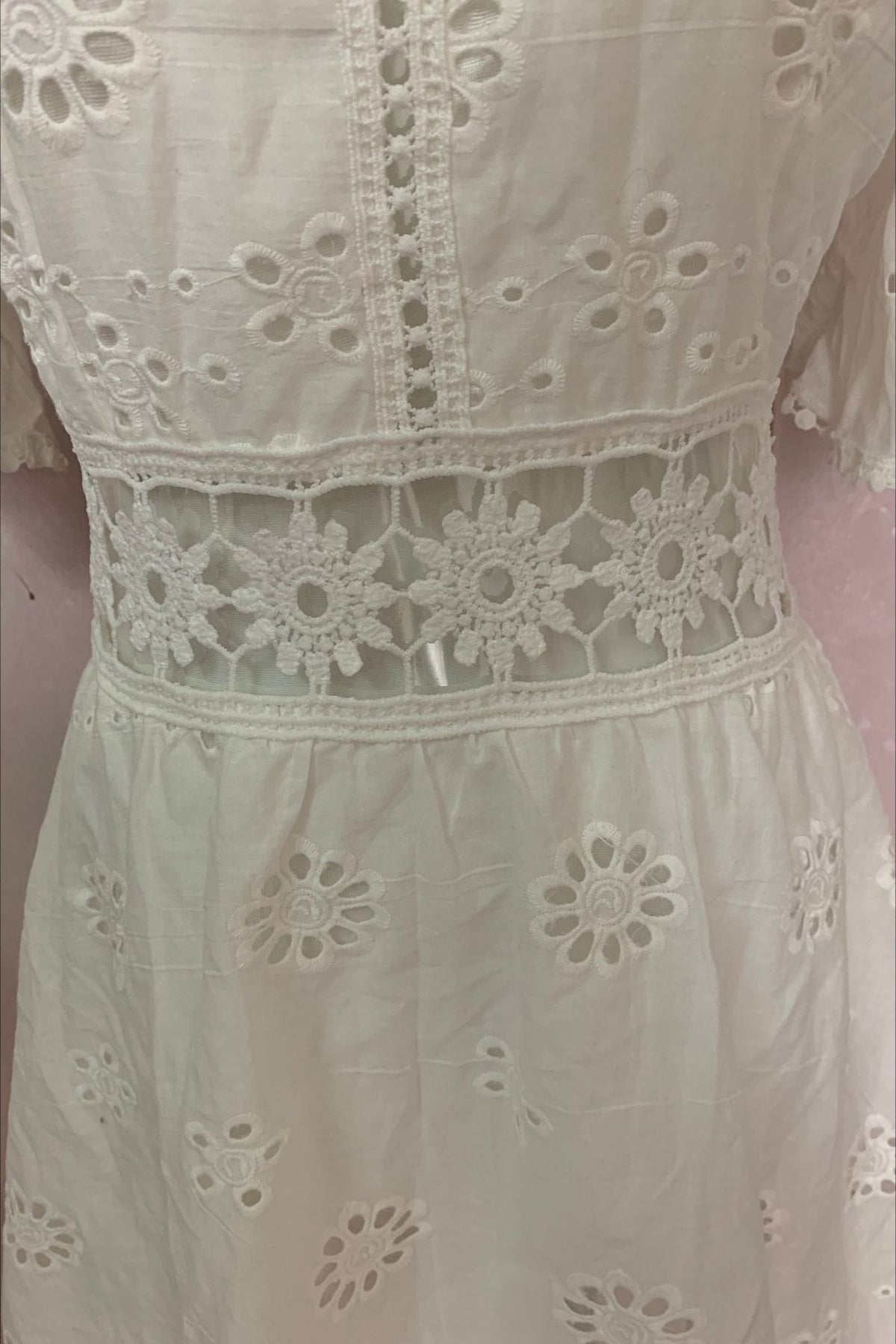 Cutout Round Neck Short Sleeve Boho Dress