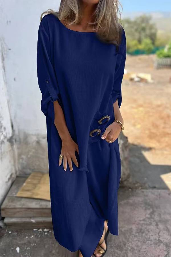 Linen-Style Asymmetrical Long Top + Wide-Leg Pants Set